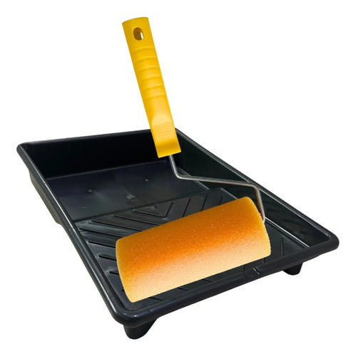 Kit De Pintura Parede Com Rolo, Pincel, Espátula E Bandeja Amarelo
