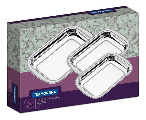 Jogo De Assadeiras Tramontina Cosmos Em Aço Inox Com 3 Peças
