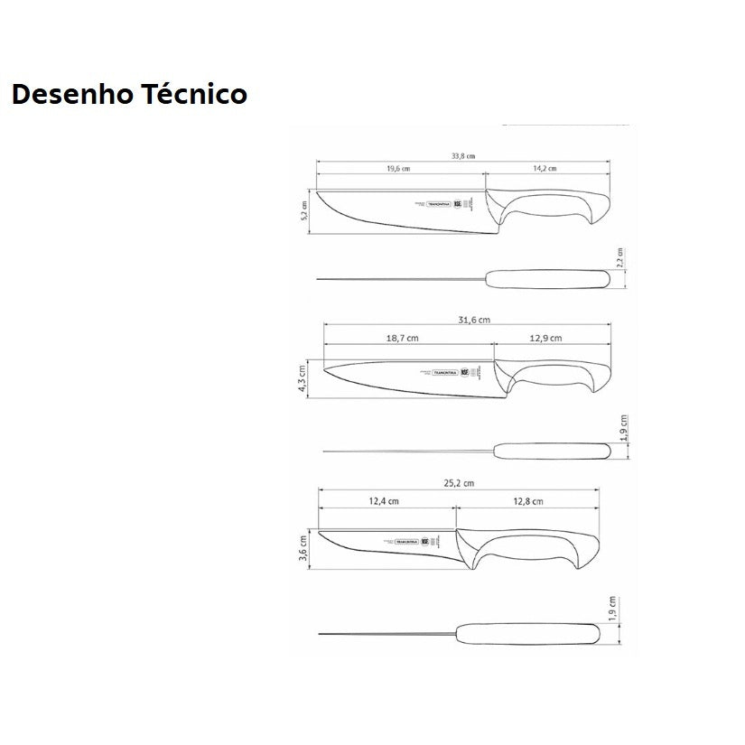 Jogo de Facas para Churrasco Tramontina em Aço Inox com Cabo Polipropileno 4 Peças Premium