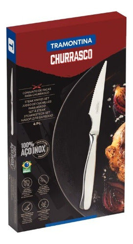 4 Facas Para Churrasco Tramontina 100% Aço Inoxidável Inox