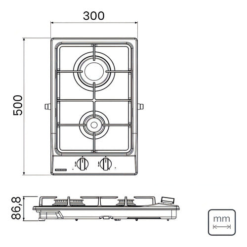 Fogão Cooktop Gás - Tramontina Dominó Ff 2gx 30 Inox 2 Bocas Inox 127/220v