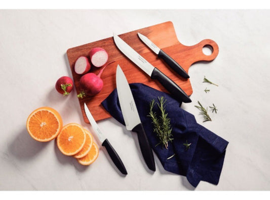 Jogo Facas Tramontina Plenus Lâminas Em Aço Inox Cabo Preto