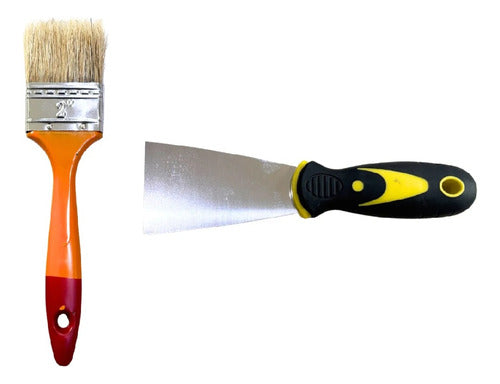 Kit De Pintura Parede Com Rolo, Pincel, Espátula E Bandeja Amarelo