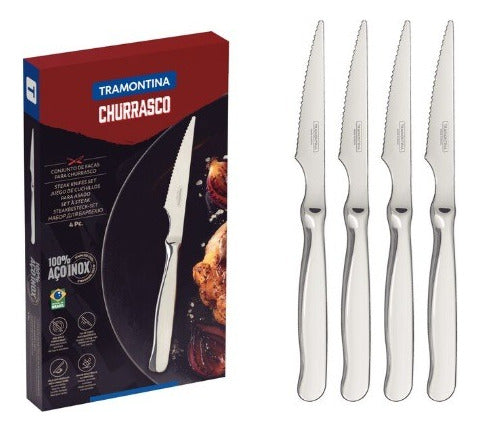 4 Facas Para Churrasco Tramontina 100% Aço Inoxidável Inox