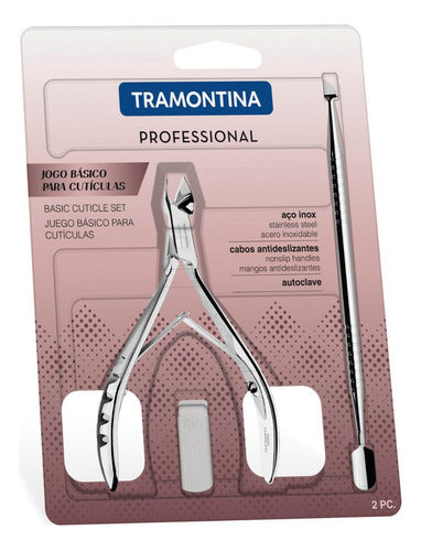 Jogo Para Cutículas Tramontina 2 Peças Aço Inox Profissional Inox