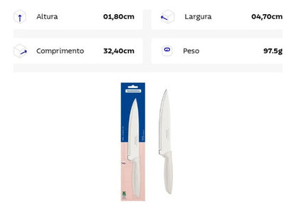 Faca Chef Tramontina Plenus Em Aço Inox Off White 8 Cor Branco