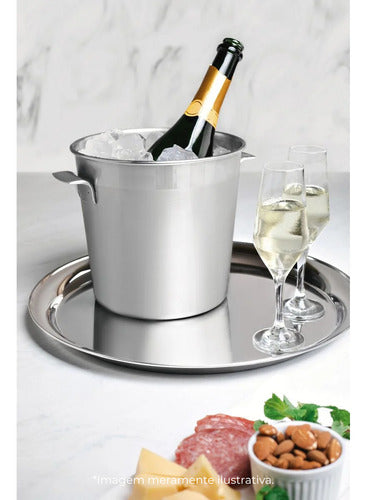 Bandeja Redonda Aco Inox Service Tramontina 40cm Prata