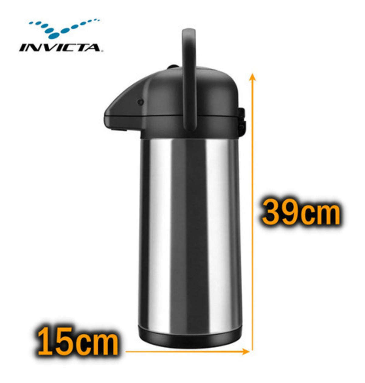 Garrafa Térmica Invicta Café Água Chá 3l Inox De Pressão Inox