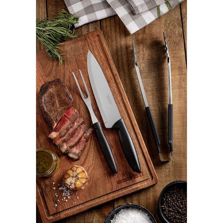 Kit para Churrasco Tramontina Plenus com Lâminas em Aço Inox e Cabos de Polipropileno Preto 3 Peças