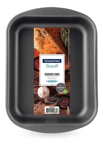 Assadeira De Teflon Tramontina Brasil 22 Cm Forno Antiaderente Grafite