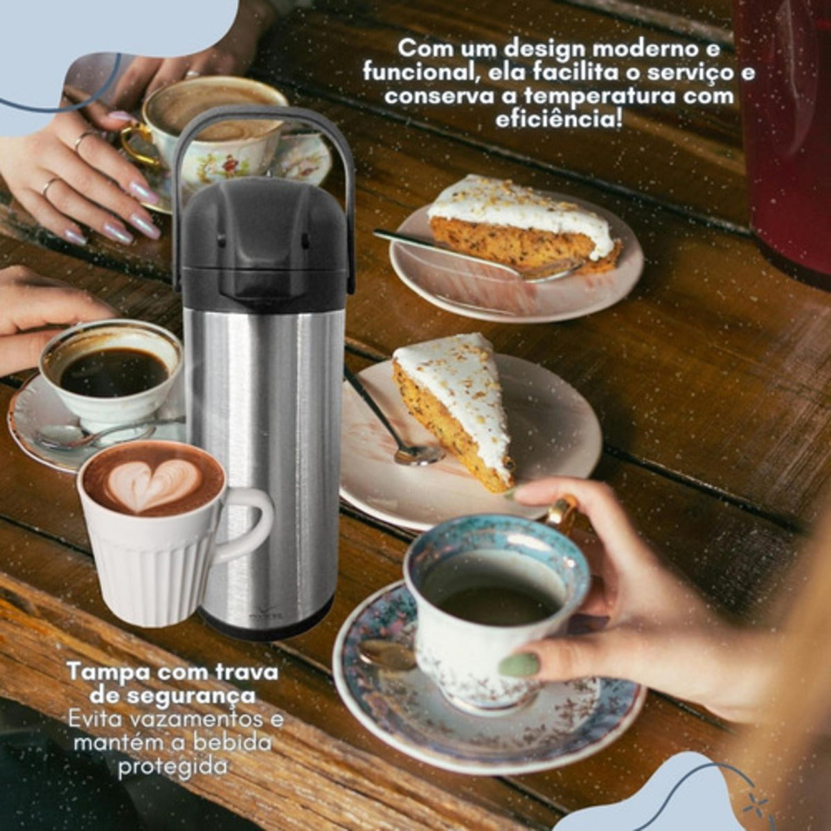 Garrafa Térmica Invicta Café Água Chá 3l Inox De Pressão Inox