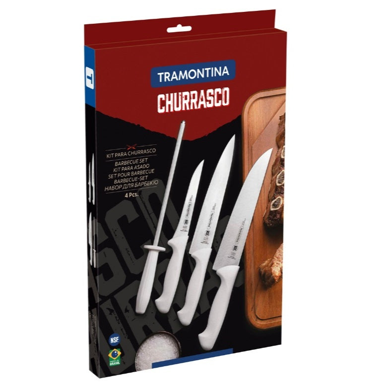 Jogo de Facas para Churrasco Tramontina em Aço Inox com Cabo Polipropileno 4 Peças Premium