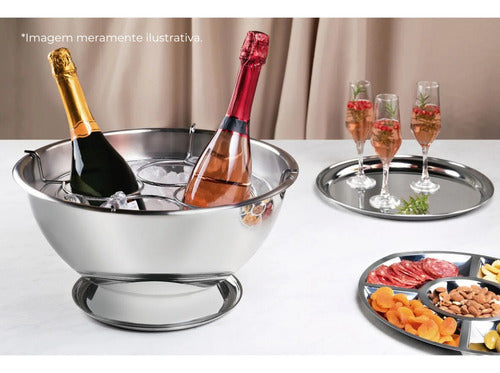 Bandeja Redonda Aco Inox Service Tramontina 40cm Prata