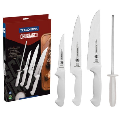 Jogo de Facas para Churrasco Tramontina em Aço Inox com Cabo Polipropileno 4 Peças Premium