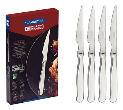 Jogo De Facas Para Churrasco Tramontina Zurique 4 Pçs Inox Inox