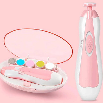 Lixa De Unha Elétrica Para Bebê Infantil Com Estojo Rosa