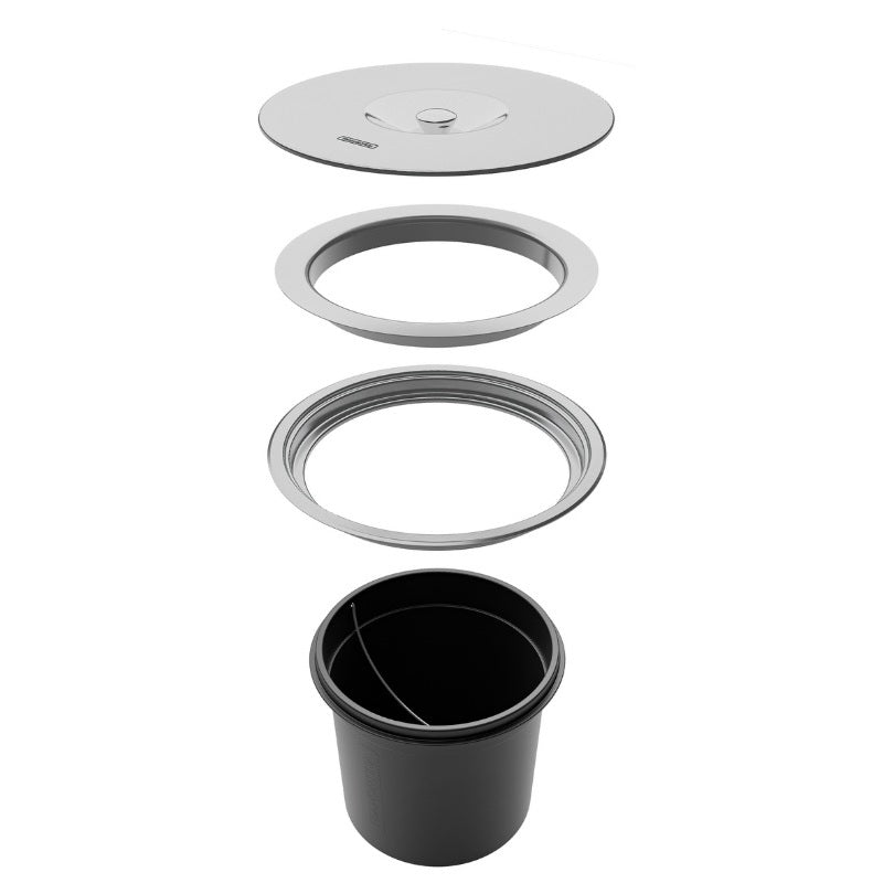 Lixeira de Embutir Tramontina Clean Round em Aço Inox com Balde Plástico 8 L