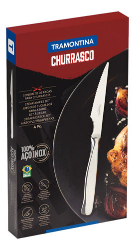 Jogo De Facas Para Churrasco Tramontina Zurique 4 Pçs Inox Inox