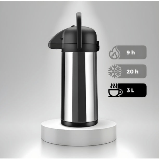 Duas Garrafas Térmicas Air Pot Inox Inquebráveis 3L Invicta