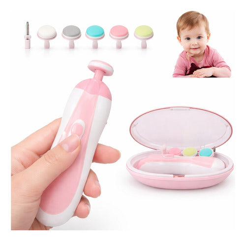 Lixa De Unha Elétrica Para Bebê Infantil Com Estojo Rosa