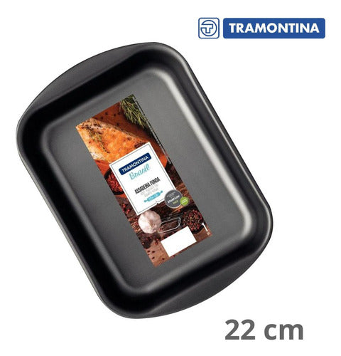 Assadeira De Teflon Tramontina Brasil 22 Cm Forno Antiaderente Grafite