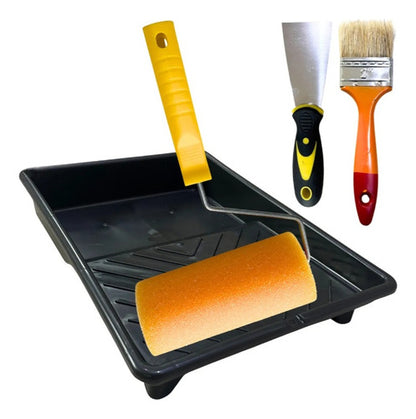 Kit De Pintura Parede Com Rolo, Pincel, Espátula E Bandeja Amarelo