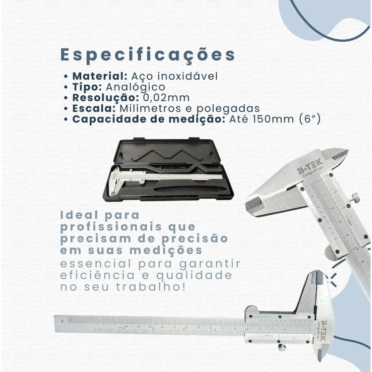Paquímetro Analógico 0,05 mm – 150 mm | Medição Profissional