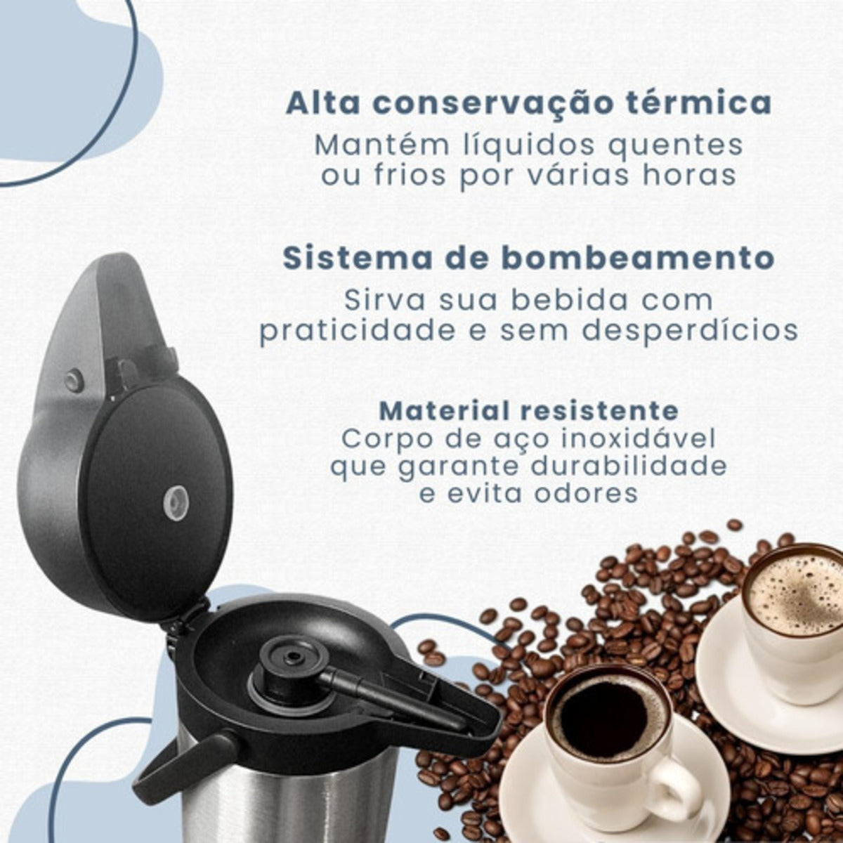 Garrafa Térmica Invicta Café Água Chá 3l Inox De Pressão Inox