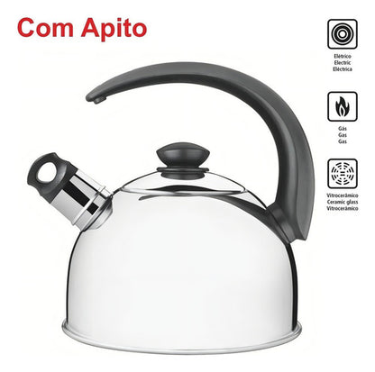 Chaleira Tramontina Com Apito Aço Inox 2,1 Litros 61483013